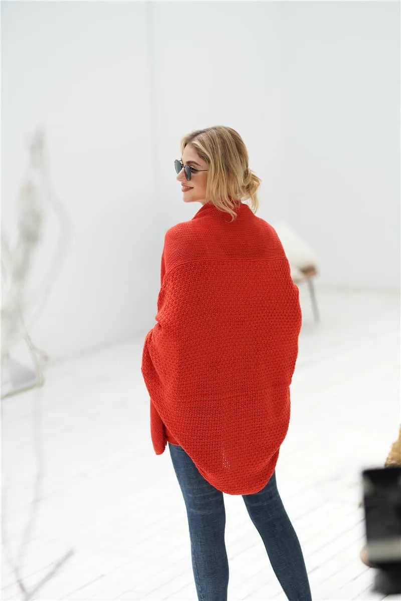 Women's cardigan sweater dolman sleeve knitted coat