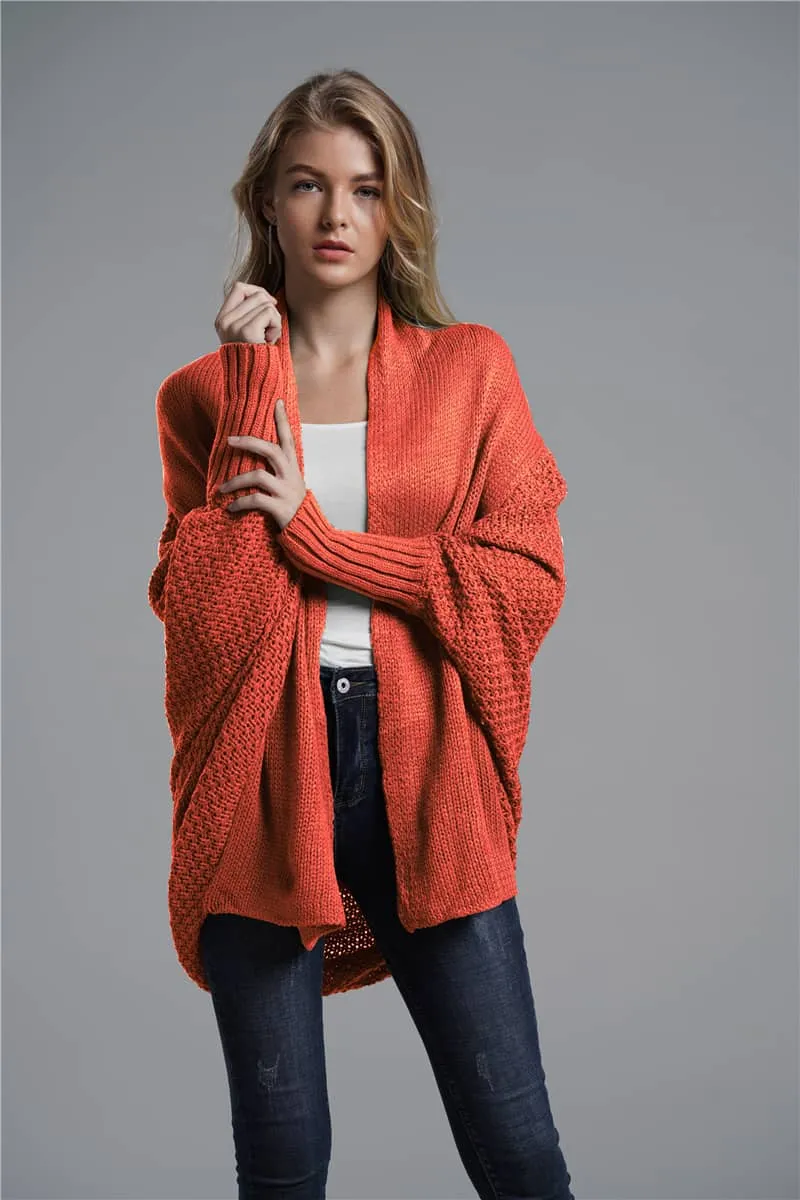 Women's cardigan sweater dolman sleeve knitted coat