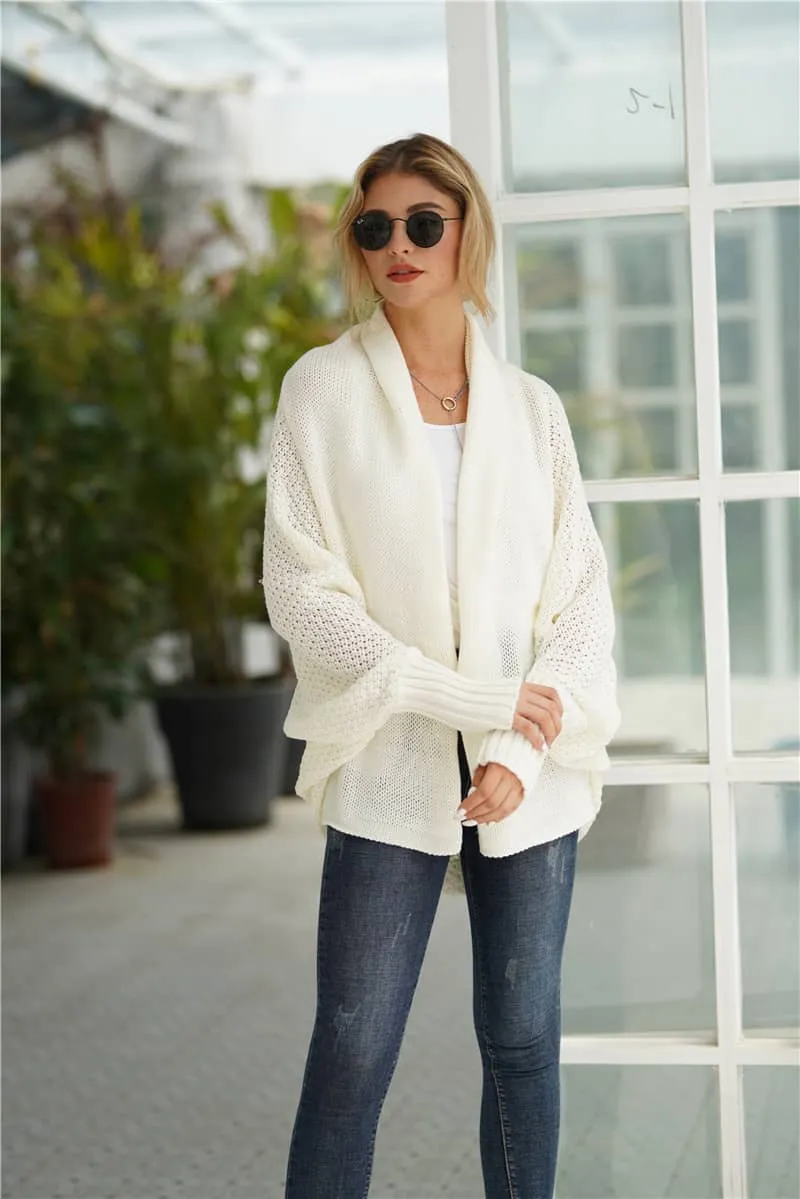 Women's cardigan sweater dolman sleeve knitted coat