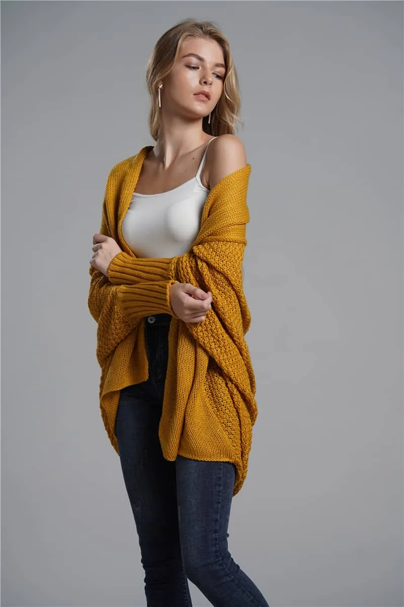 Women's cardigan sweater dolman sleeve knitted coat