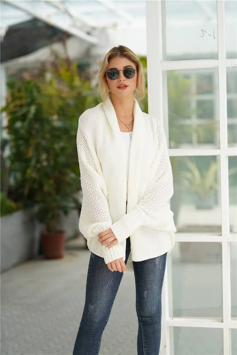 Women's cardigan sweater dolman sleeve knitted coat