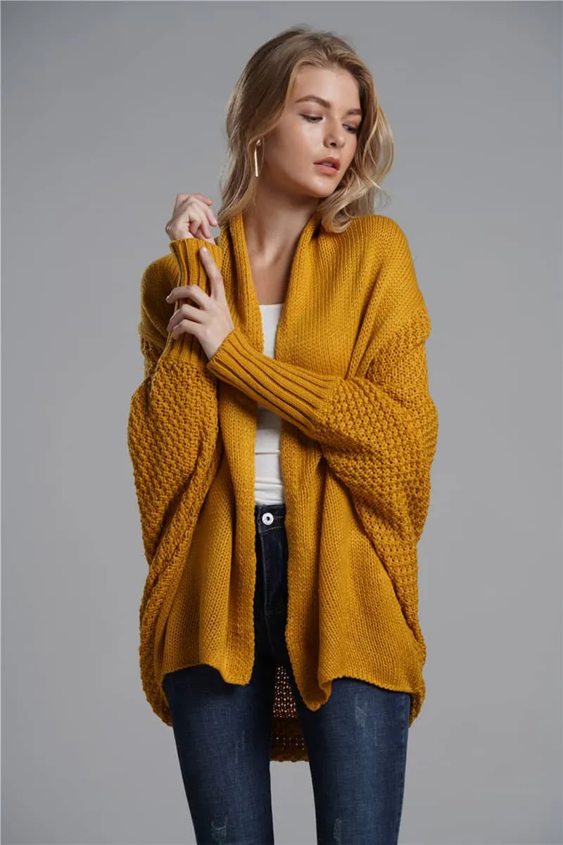 Women's cardigan sweater dolman sleeve knitted coat